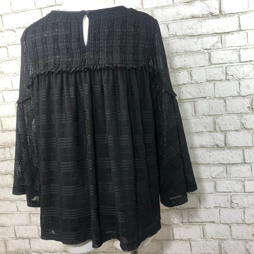 Smocked Yoke Lace Peasant Top Blouse - Picture 5 of 6